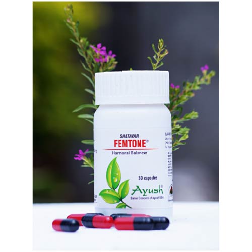 Ayush Herbs Femtone (shatavar) Capsules - Female Health Supplement