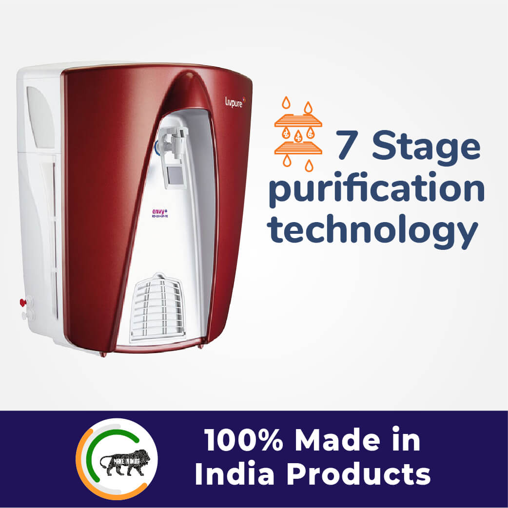 Livpure  Envy Plus RO+UV+UF Water Purifier with Pre Filter (Red)